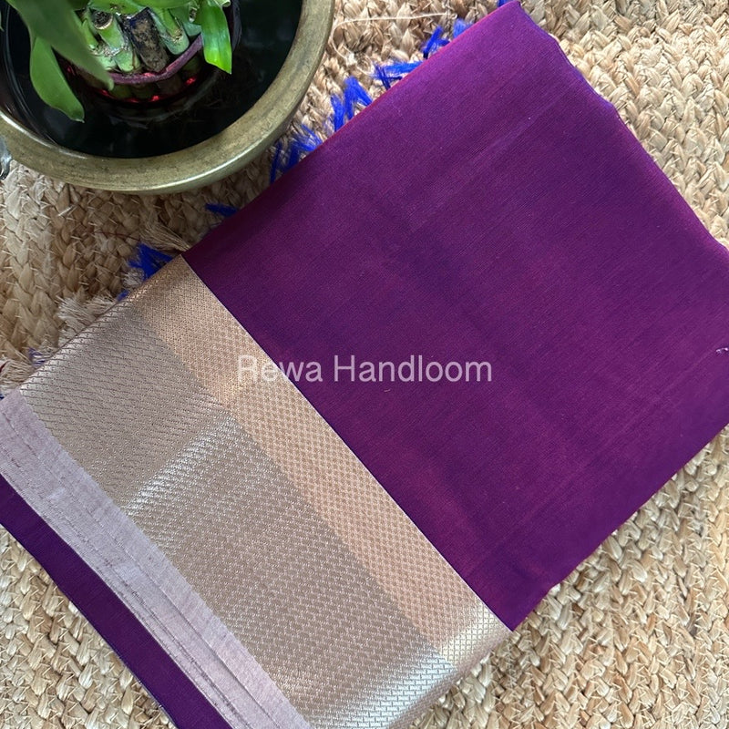 Maheshwari Purple Colour Resham Thread Border Saree RTS071