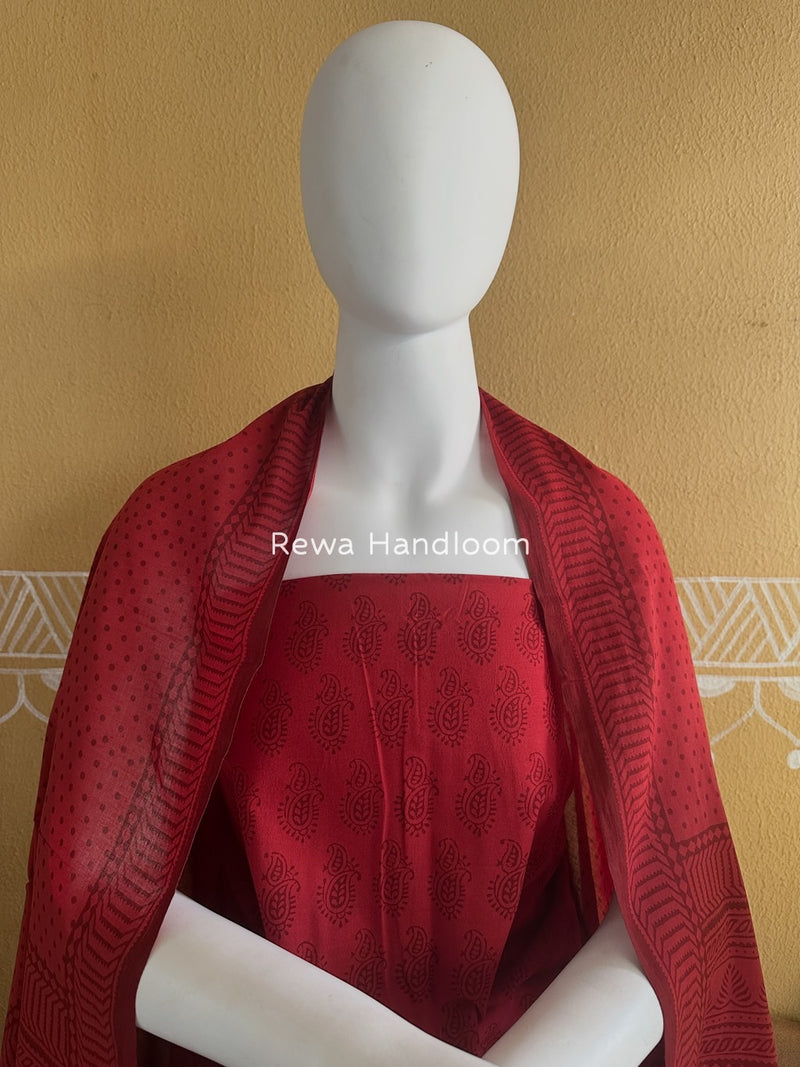 Red Bagh Print Cotton Suit BGCSJ062