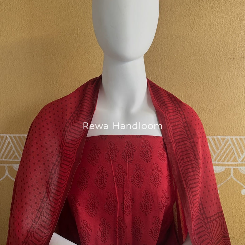 Red Bagh Print Cotton Suit BGCSJ062