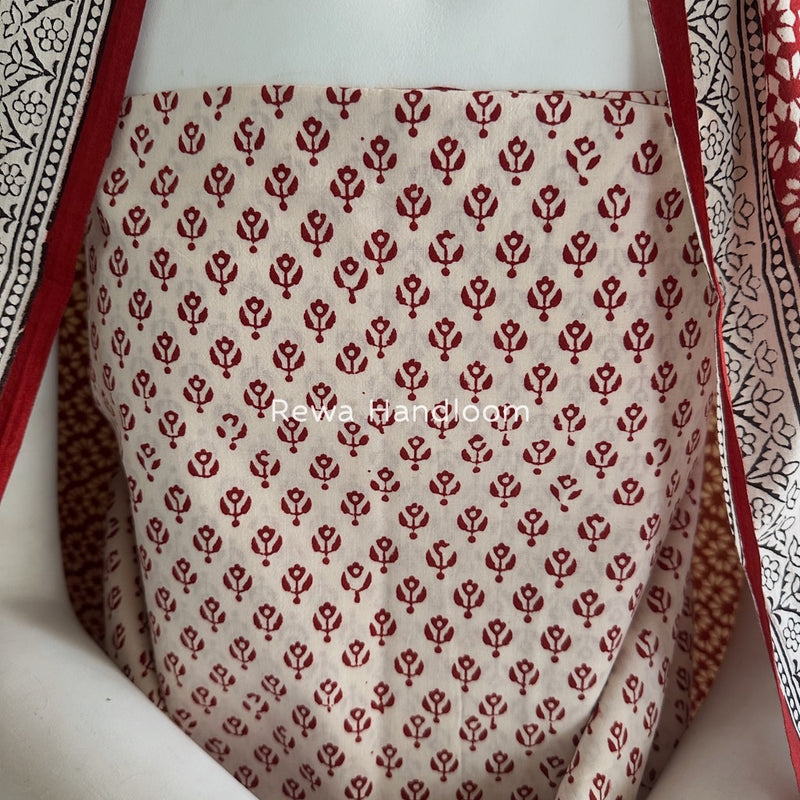 White-Red Bagh Print Cotton Suit BGCSJ077