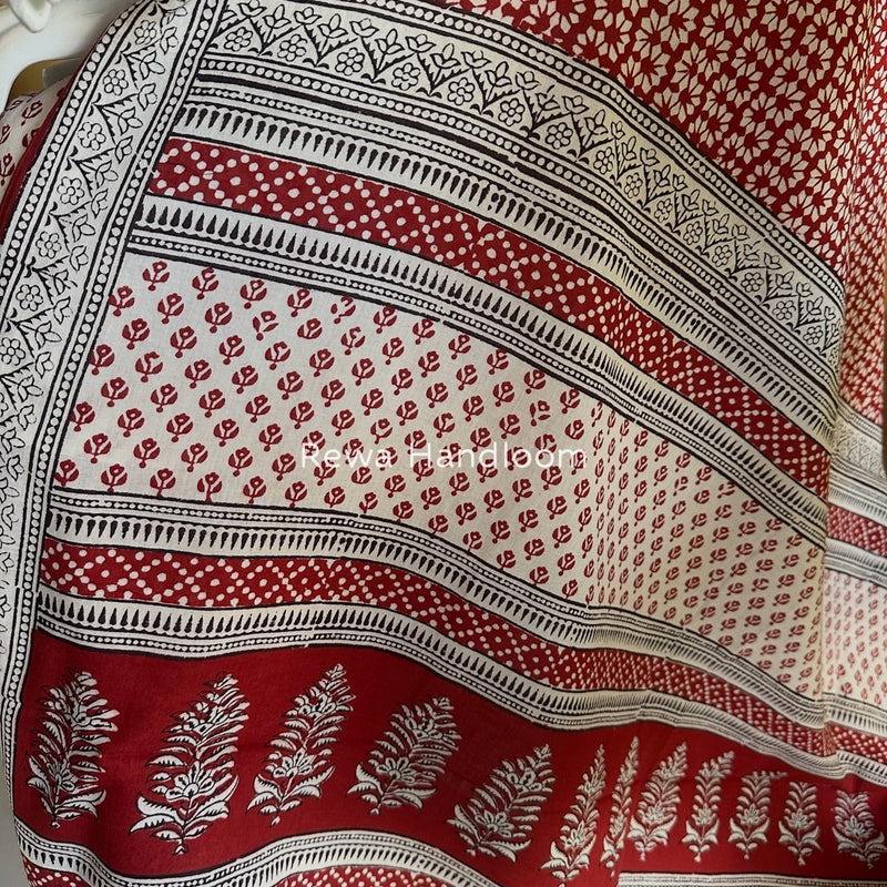 White-Red Bagh Print Cotton Suit BGCSJ077