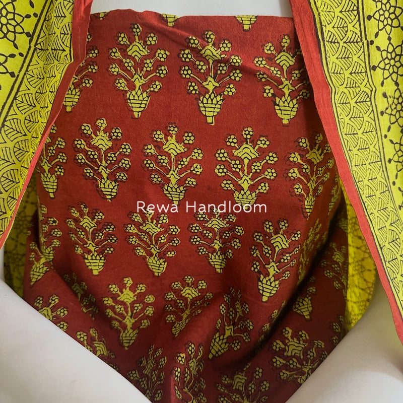 Red-Yellow Bagh Print Cotton Suit BGCSJ063