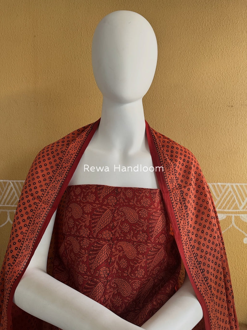 Red-Orange Bagh Print Cotton Suit BGCSJ064