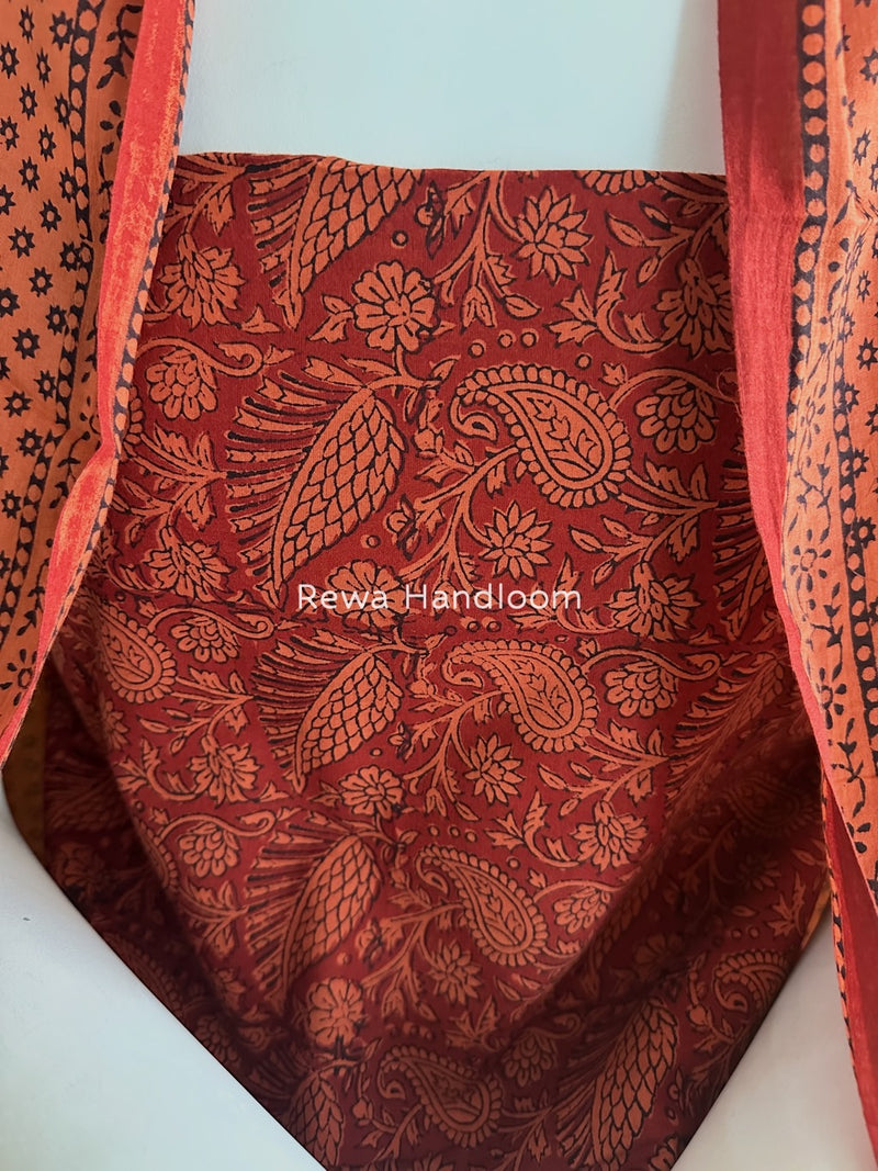 Red-Orange Bagh Print Cotton Suit BGCSJ064