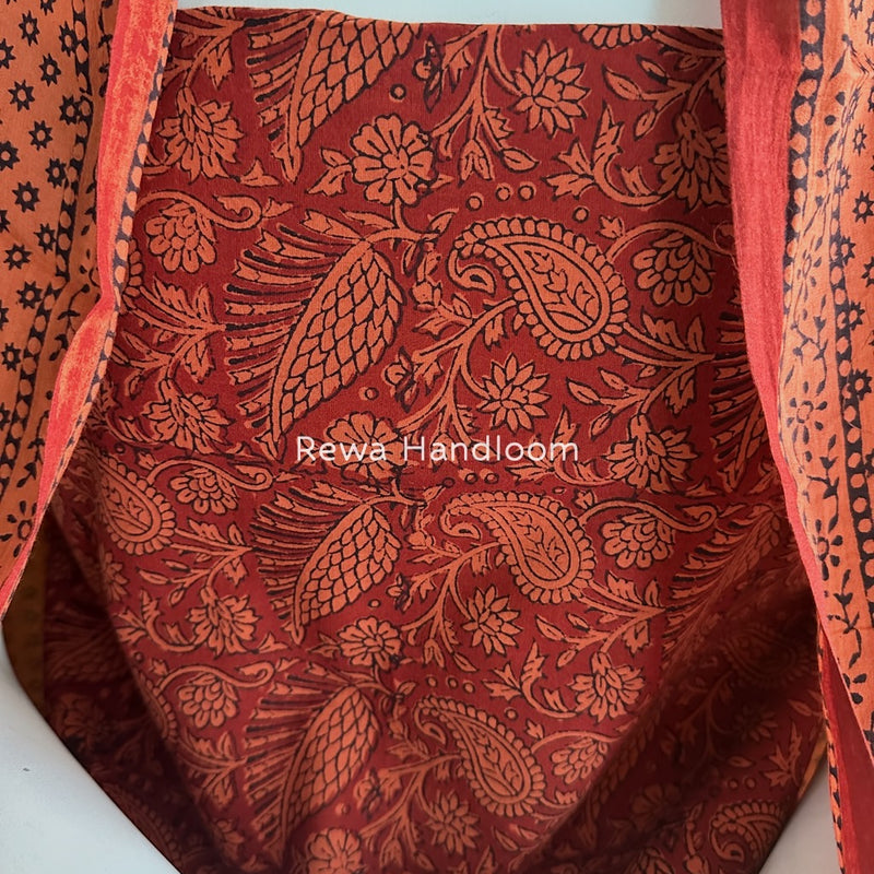 Red-Orange Bagh Print Cotton Suit BGCSJ064