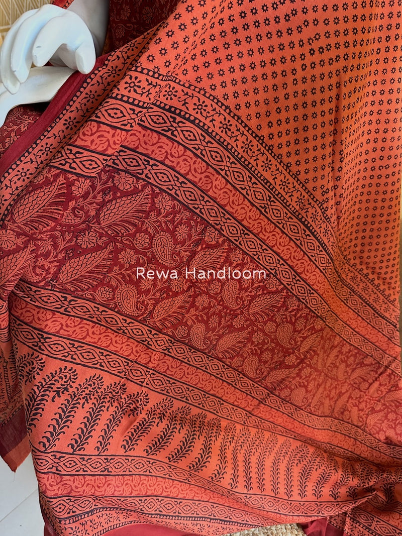 Red-Orange Bagh Print Cotton Suit BGCSJ064