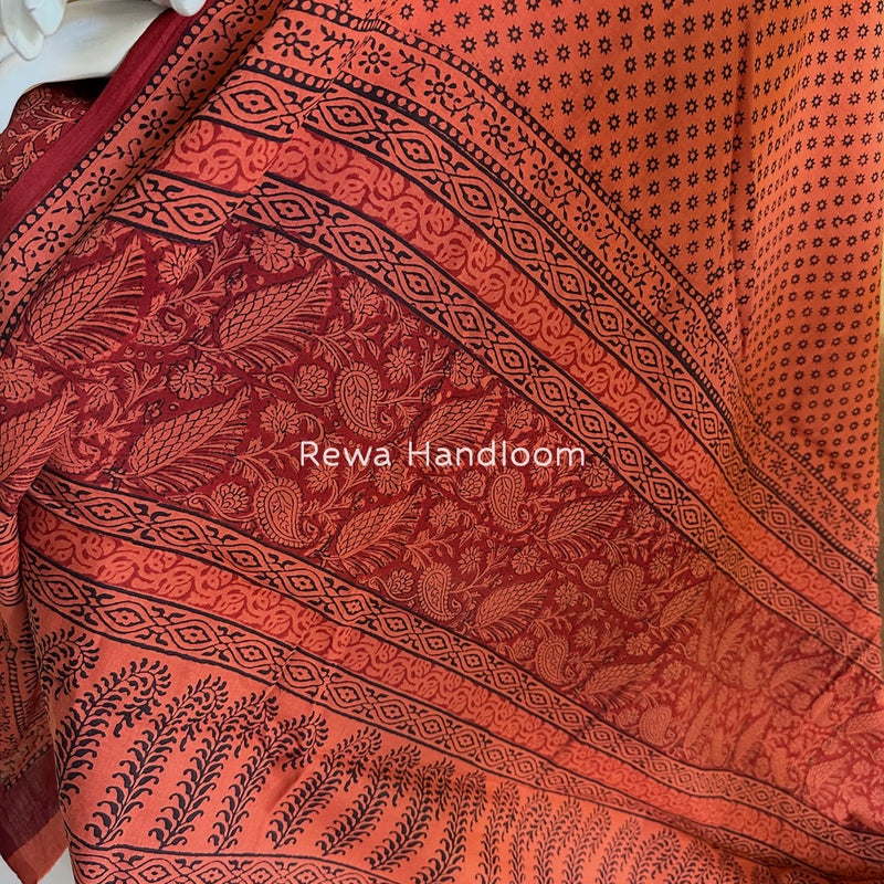 Red-Orange Bagh Print Cotton Suit BGCSJ064