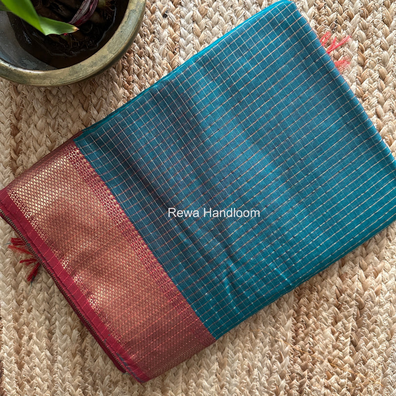 Maheshwari Green Zari Checks Saree ZCHX451