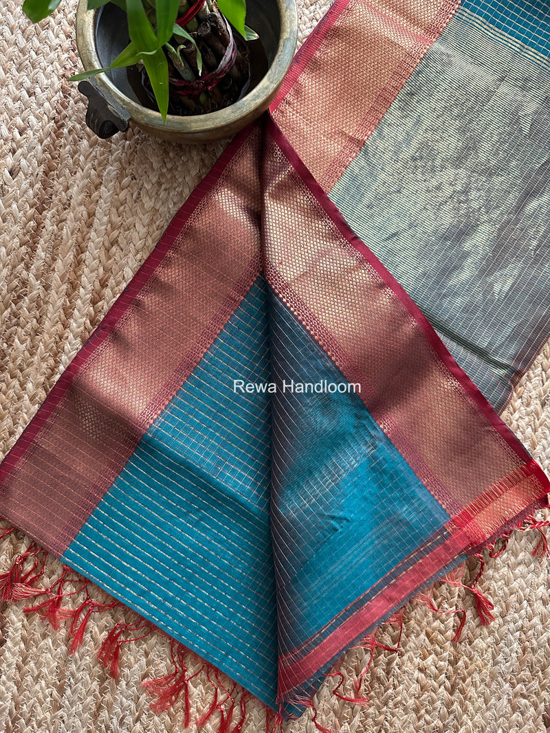 Maheshwari Green Zari Checks Saree ZCHX451
