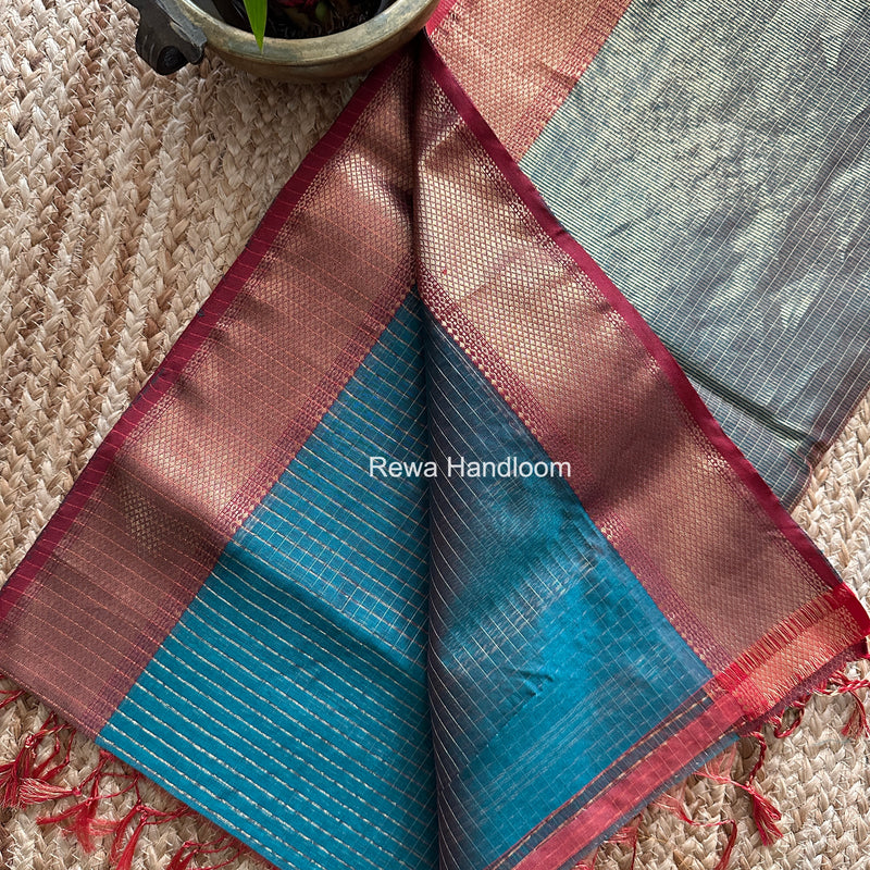 Maheshwari Green Zari Checks Saree ZCHX451