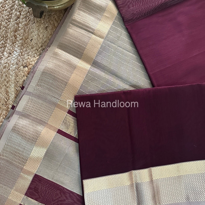 Maheshwari Magenta Resham Thread Border Saree RTS066