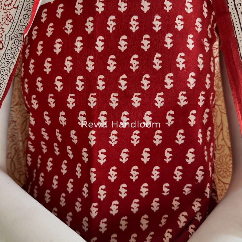 Red-White Bagh Print Cotton Suit BGCSJ048