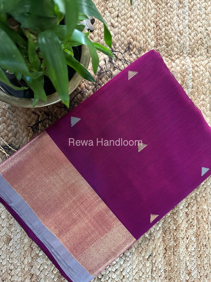 Magenta Zari Butti Maheshwari Saree SB0127