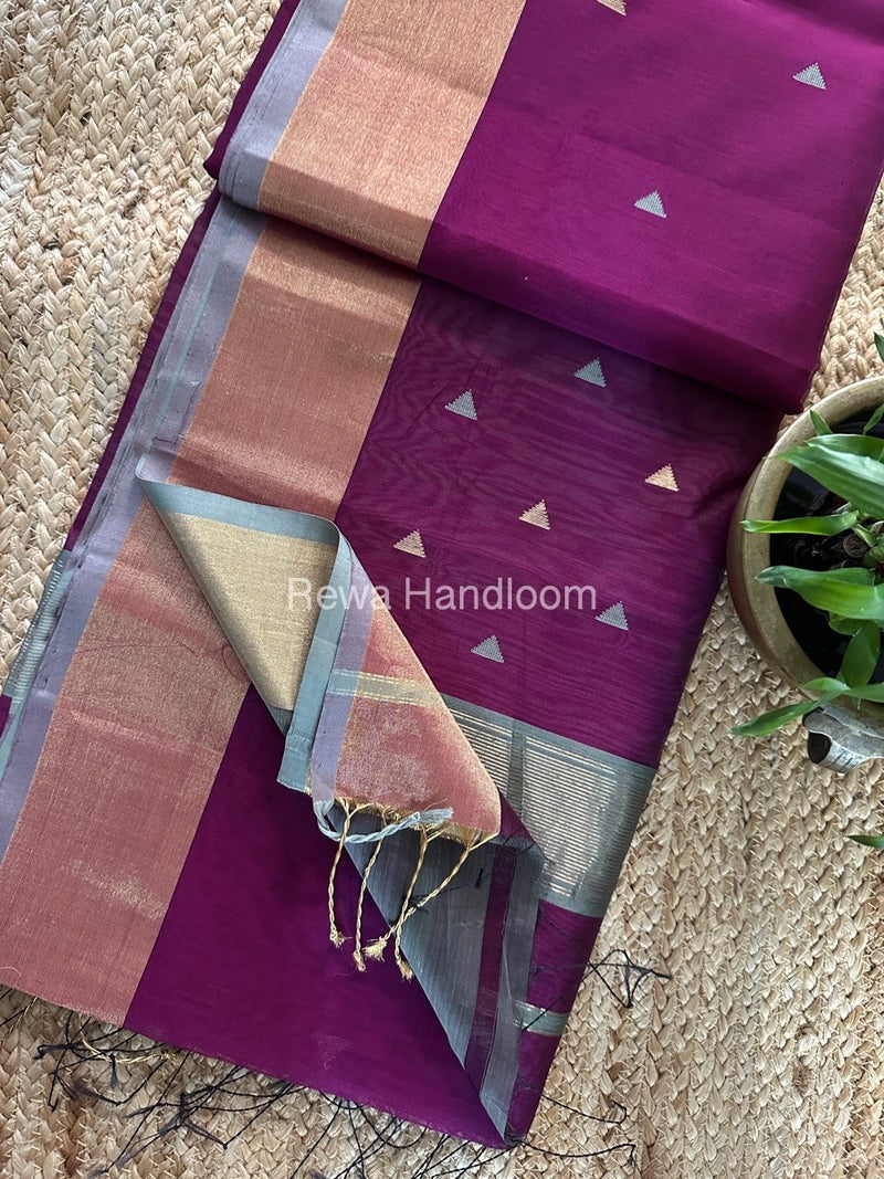 Magenta Zari Butti Maheshwari Saree SB0127