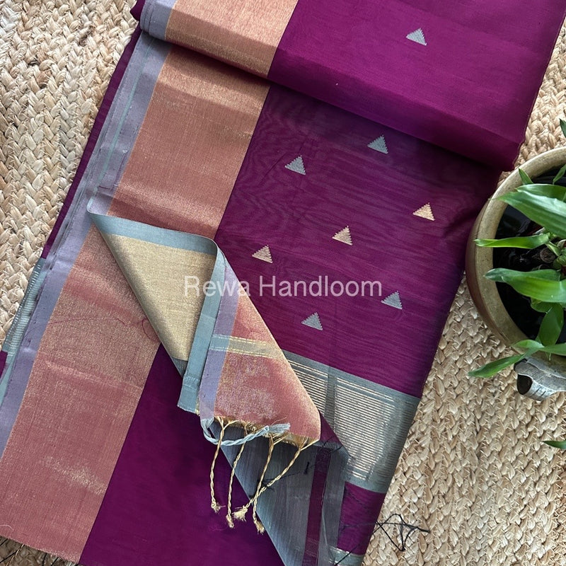 Magenta Zari Butti Maheshwari Saree SB0127