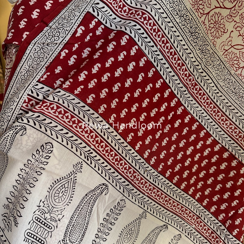 Red-White Bagh Print Cotton Suit BGCSJ048