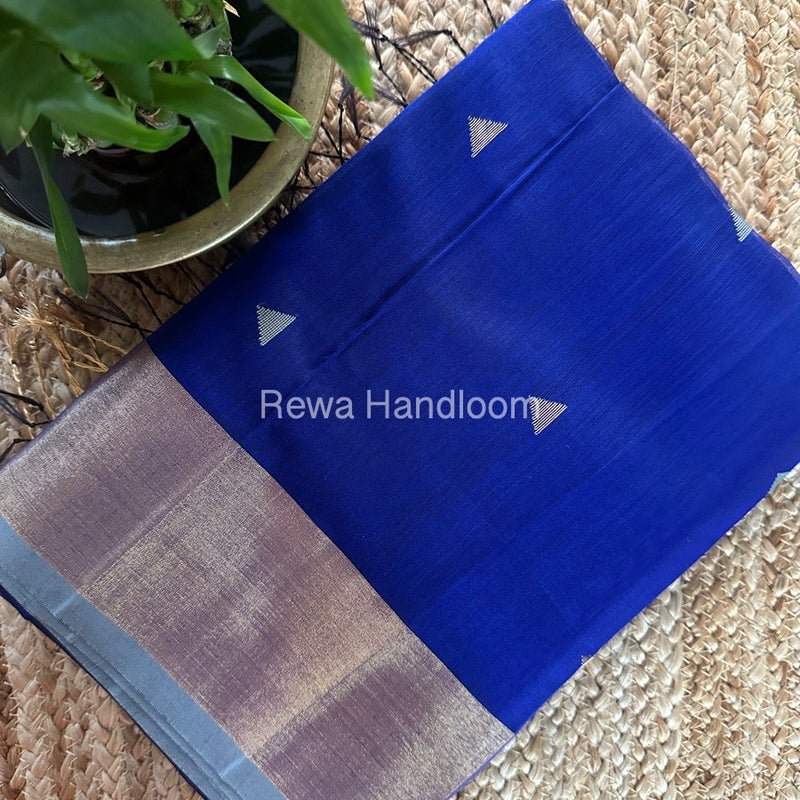 Blue Zari Butti Maheshwari Saree SB0142