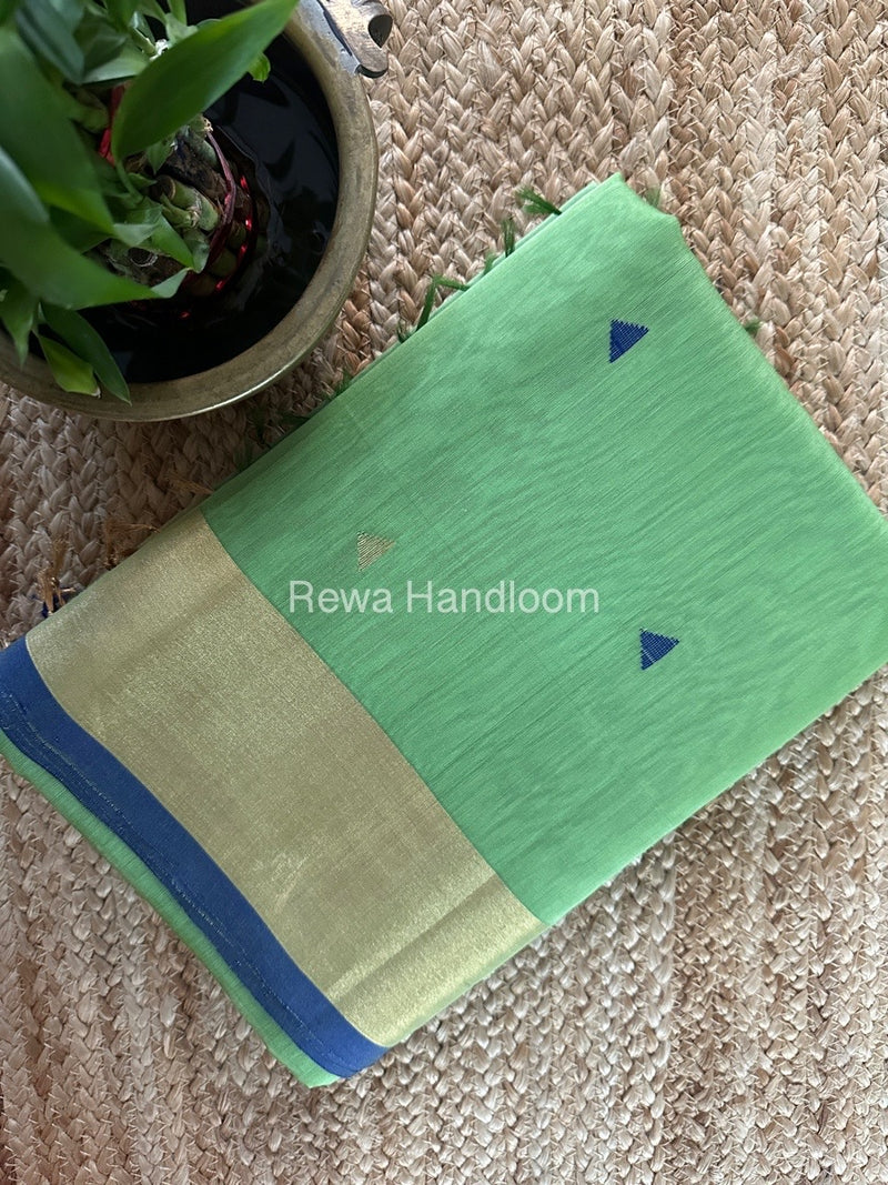 Parrot Green Zari Butti Maheshwari Saree SB0143