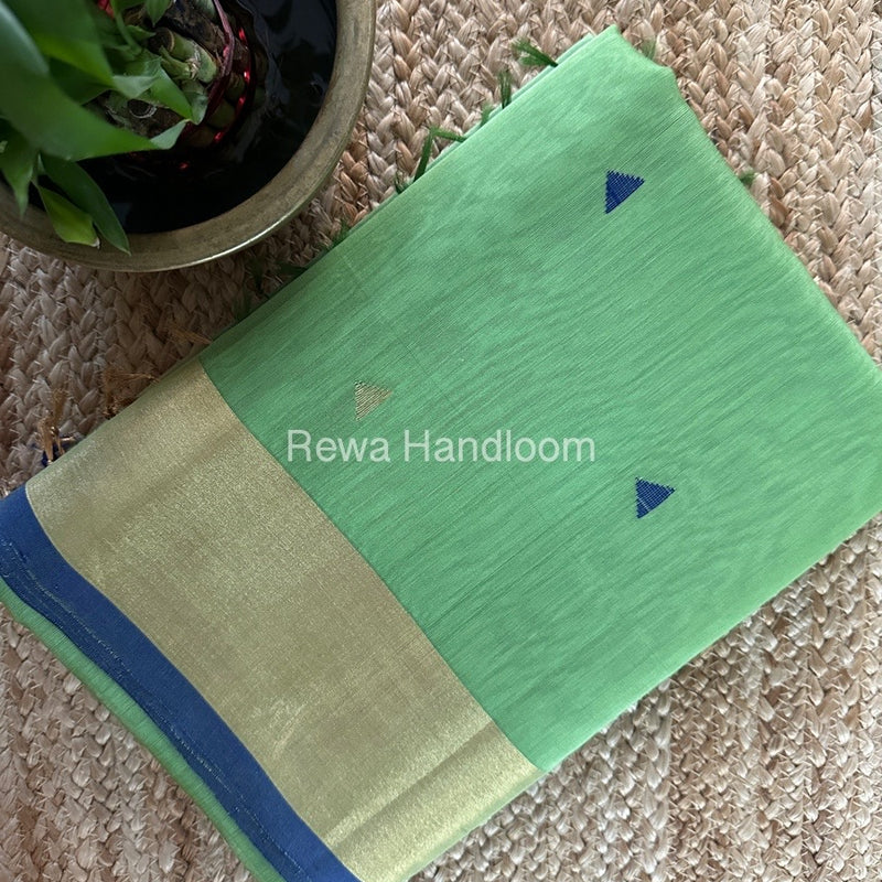 Parrot Green Zari Butti Maheshwari Saree SB0143