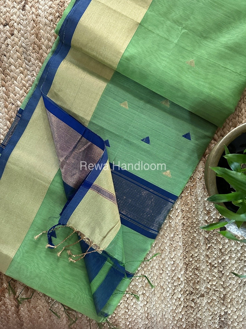 Parrot Green Zari Butti Maheshwari Saree SB0143