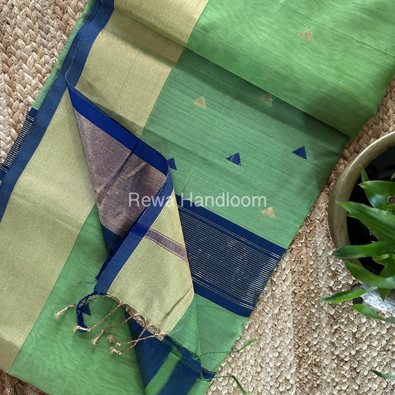 Parrot Green Zari Butti Maheshwari Saree SB0143