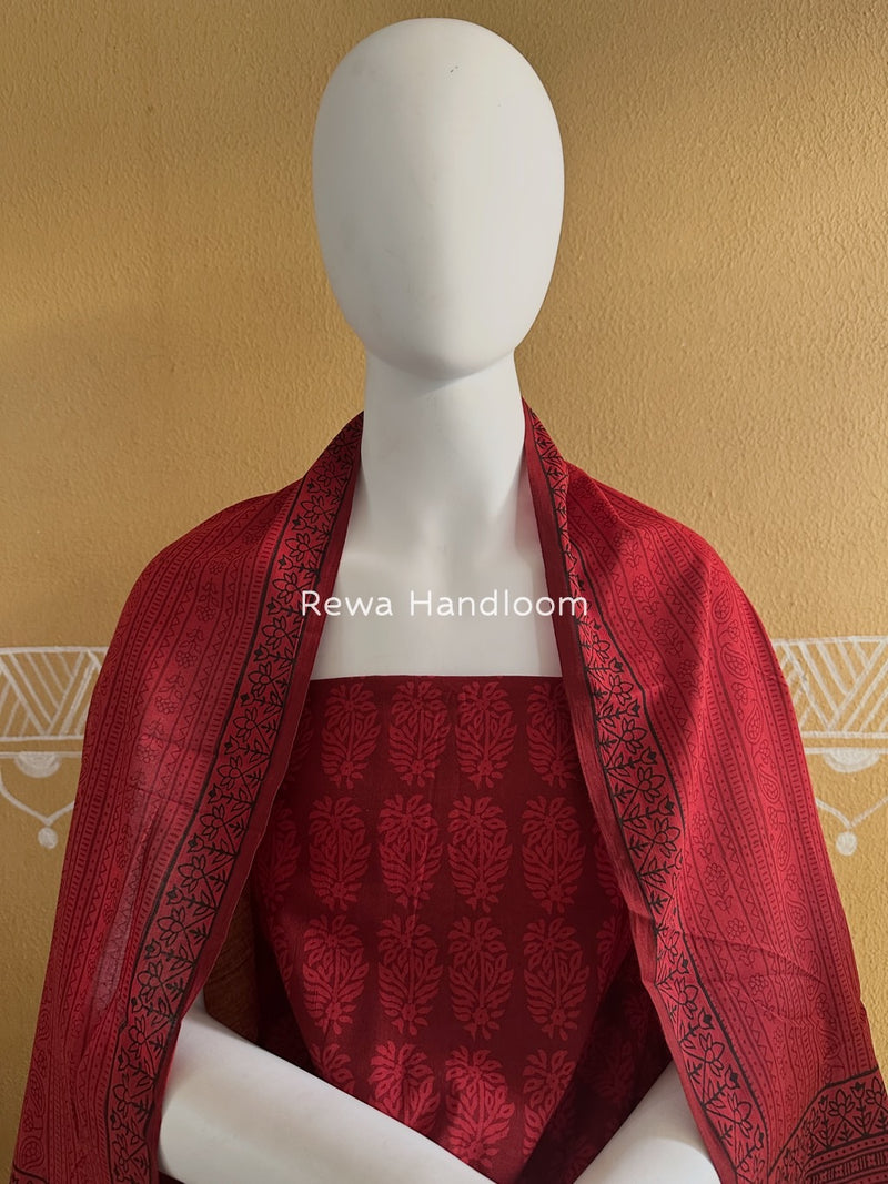 Red Bagh Print Cotton Suit BGCSJ055
