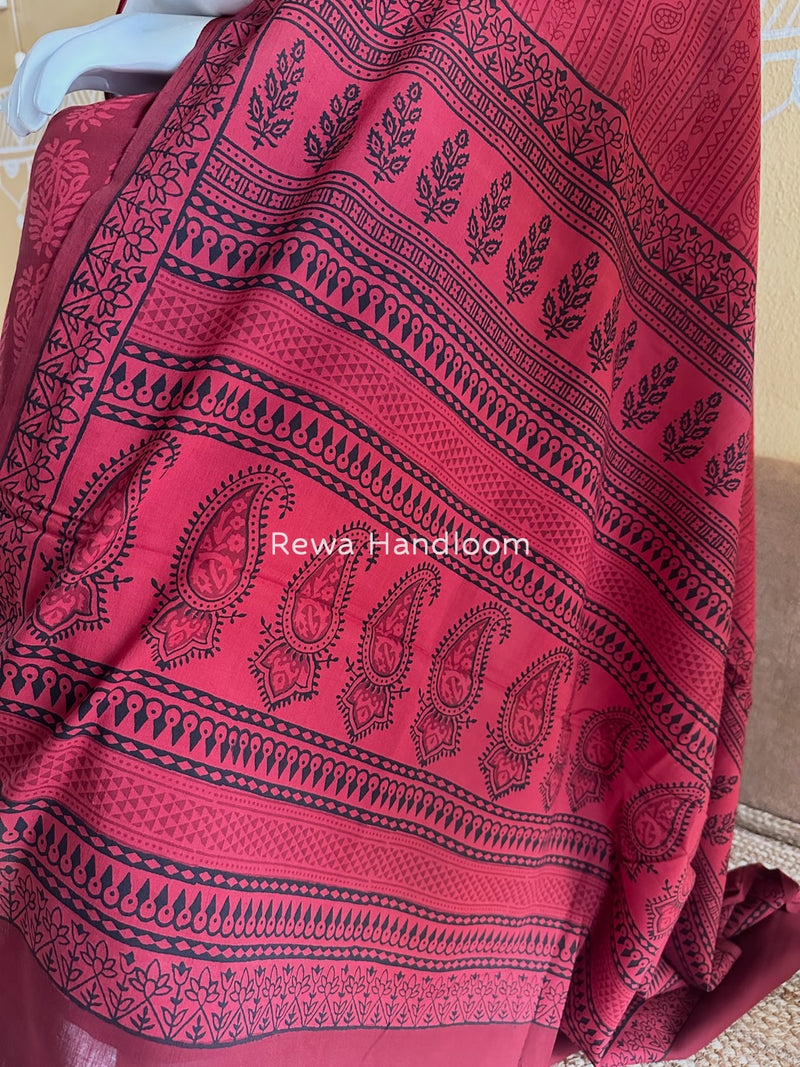 Red Bagh Print Cotton Suit BGCSJ055