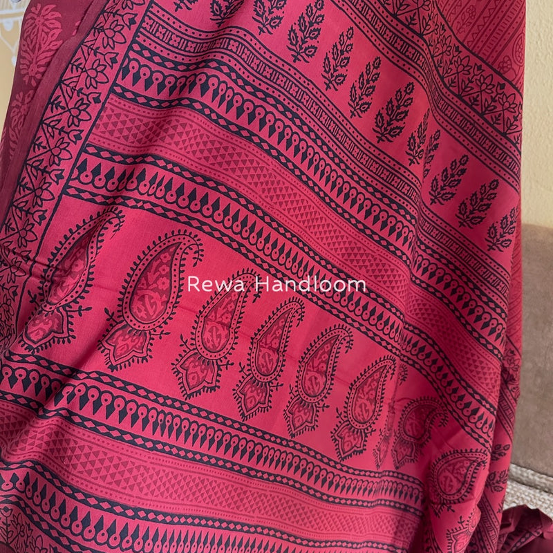 Red Bagh Print Cotton Suit BGCSJ055