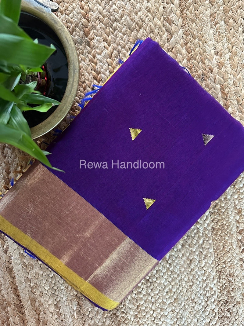 Dark Purple Zari Butti Maheshwari Saree SB0141