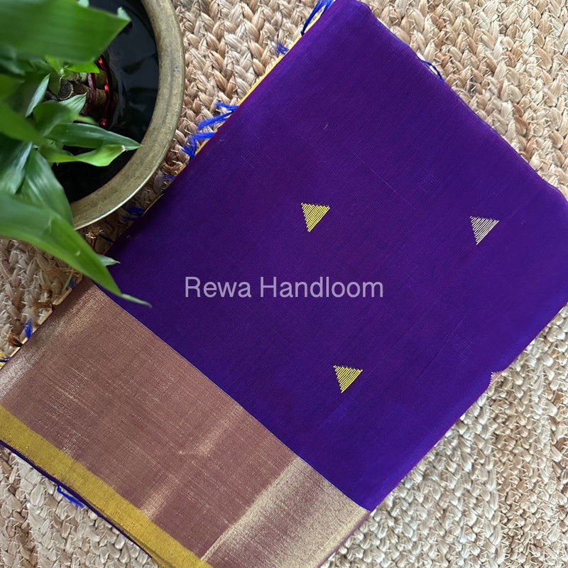 Dark Purple Zari Butti Maheshwari Saree SB0141