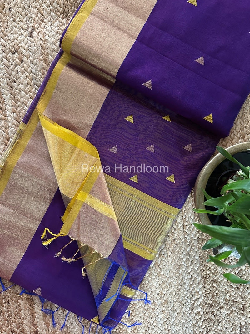 Dark Purple Zari Butti Maheshwari Saree SB0141