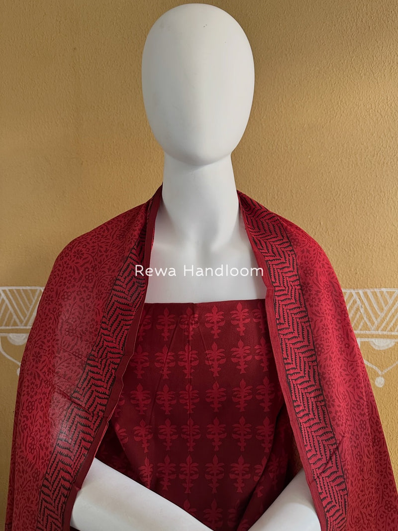 Red Bagh Print Cotton Suit BGCSJ059