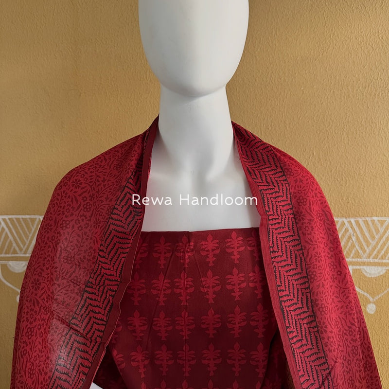 Red Bagh Print Cotton Suit BGCSJ059