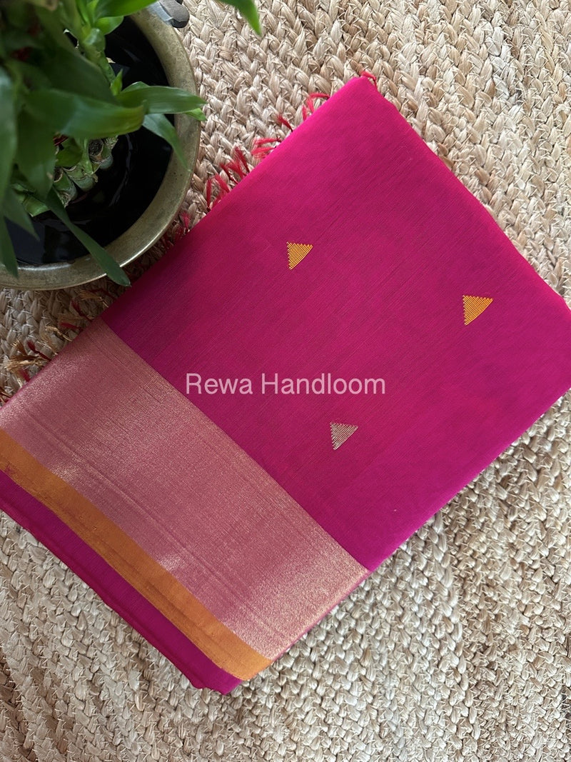 Rani pink Zari Butti Maheshwari Saree SB0135