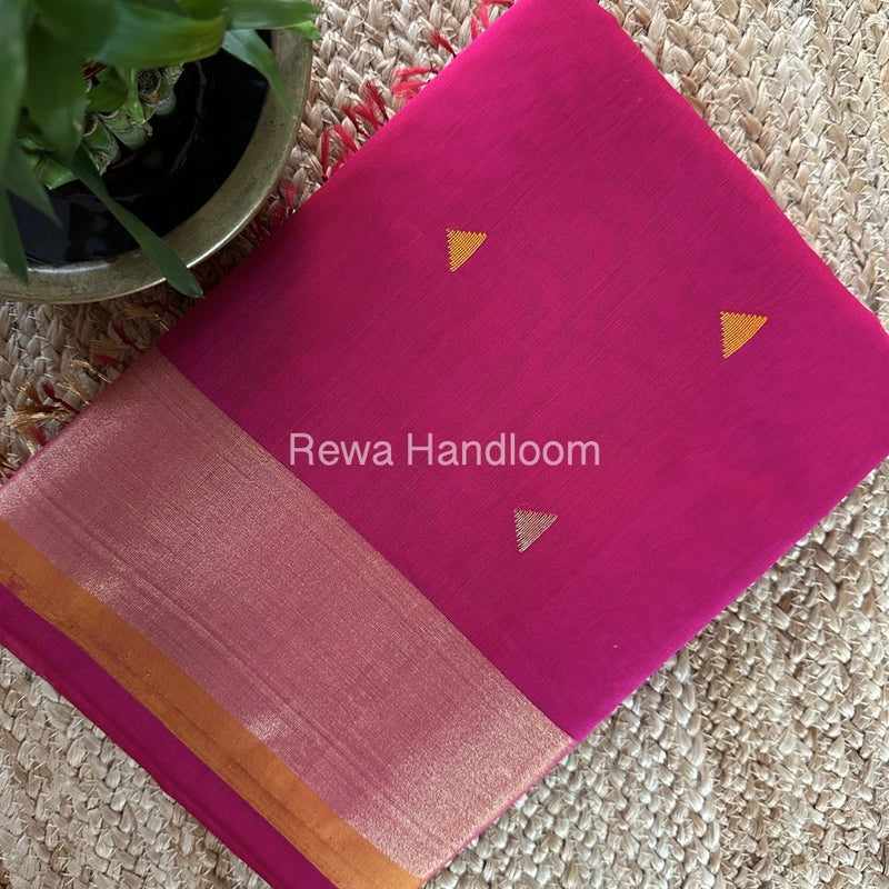 Rani pink Zari Butti Maheshwari Saree SB0135