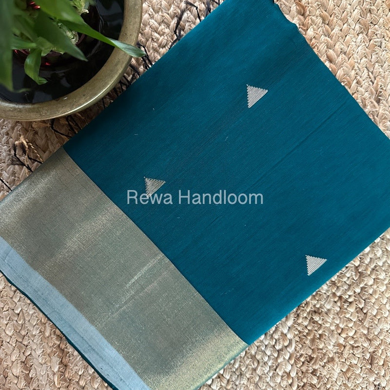 Bottle Green Zari Butti Maheshwari Saree SB0134