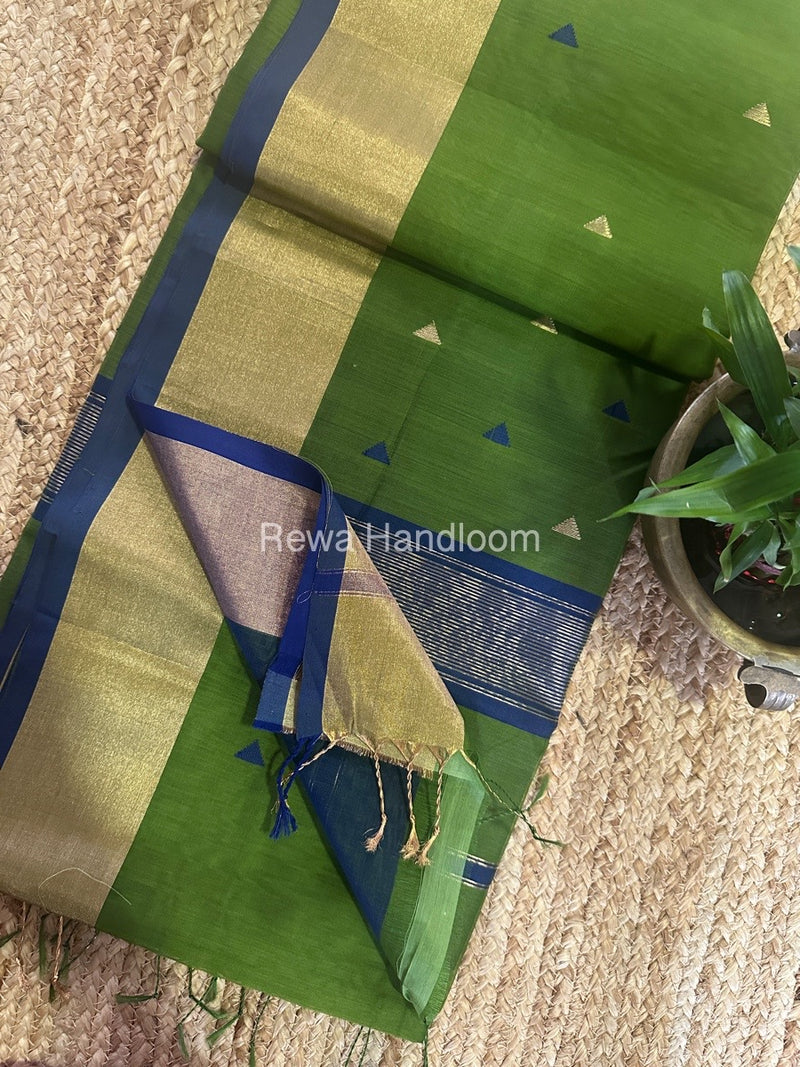 Mehendi Green Zari Butti Maheshwari Saree SB0133