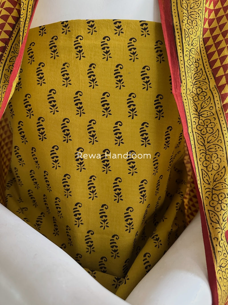 Mehendi Green-Maroon Bagh Print Cotton Suit BGCSJ022