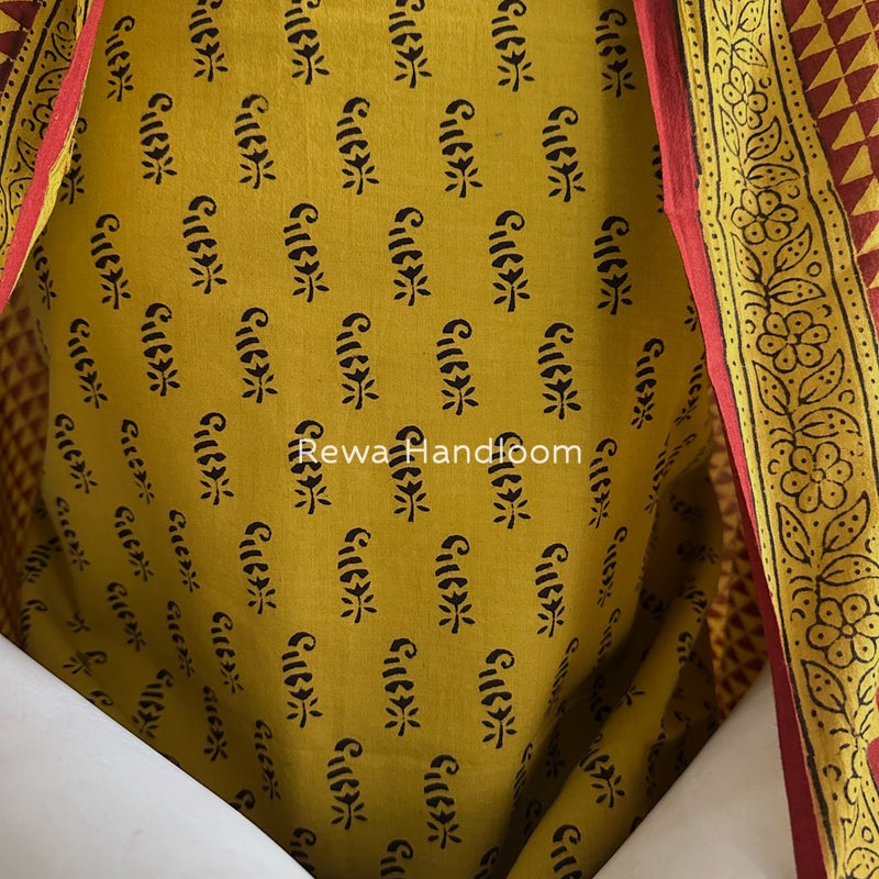 Mehendi Green-Maroon Bagh Print Cotton Suit BGCSJ022
