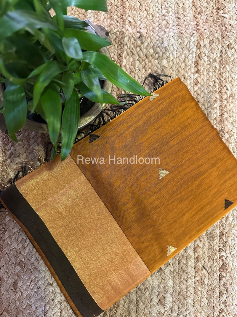 Mustard Yellow Zari Butti Maheshwari Saree SB0131