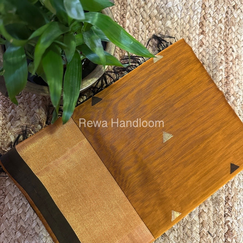 Mustard Yellow Zari Butti Maheshwari Saree SB0131