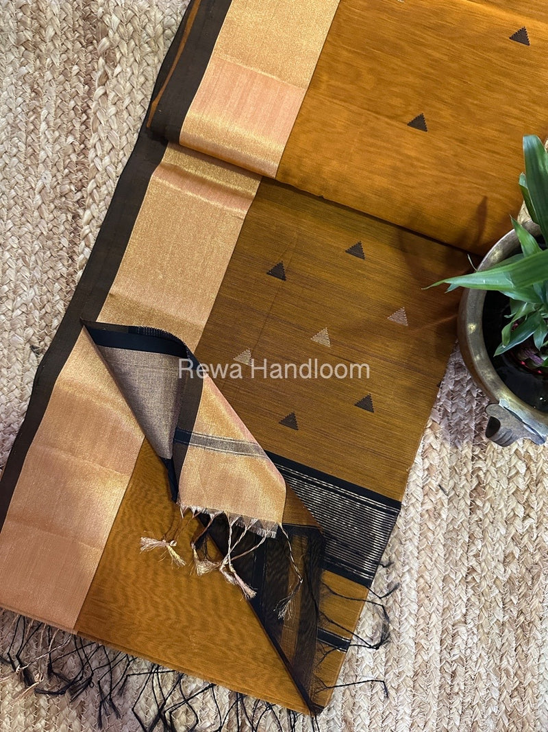 Mustard Yellow Zari Butti Maheshwari Saree SB0131