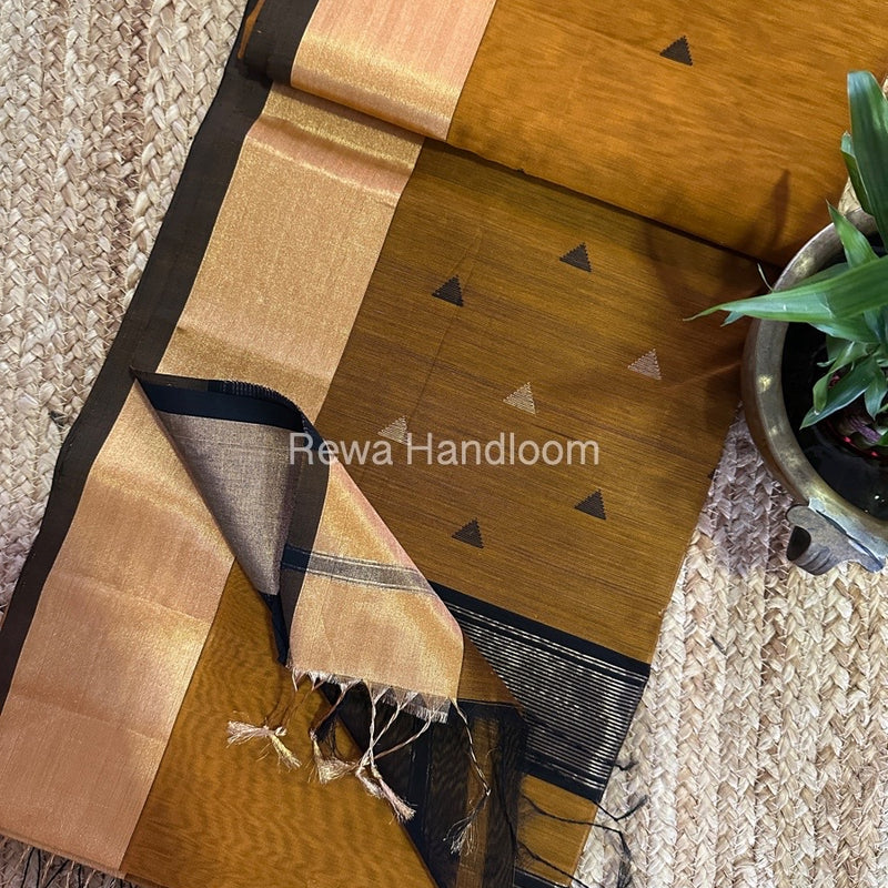 Mustard Yellow Zari Butti Maheshwari Saree SB0131