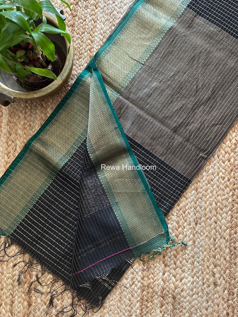 Maheshwari Black Zari Checks Saree ZCHX495