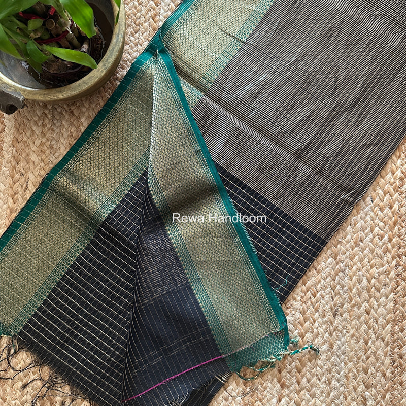 Maheshwari Black Zari Checks Saree ZCHX495