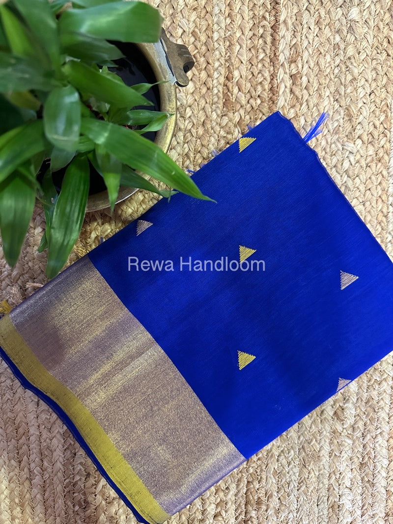 Dark Blue Zari Butti Maheshwari Saree SB0130