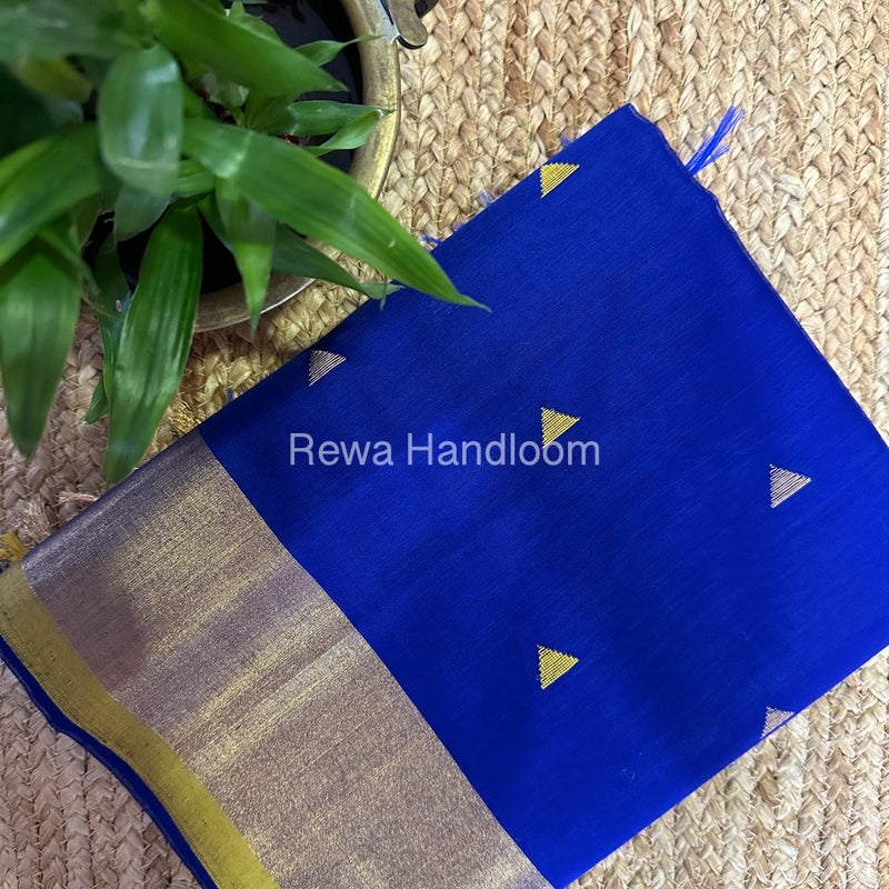 Dark Blue Zari Butti Maheshwari Saree SB0130