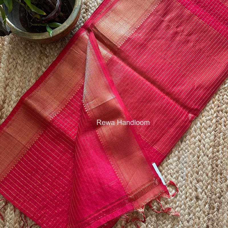Maheshwari Rani Pink Zari Checks Saree ZCHX494