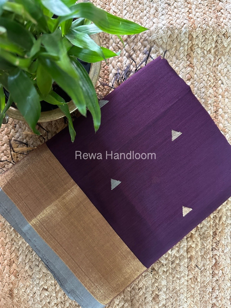 Wine Zari Butti Maheshwari Saree SB0129