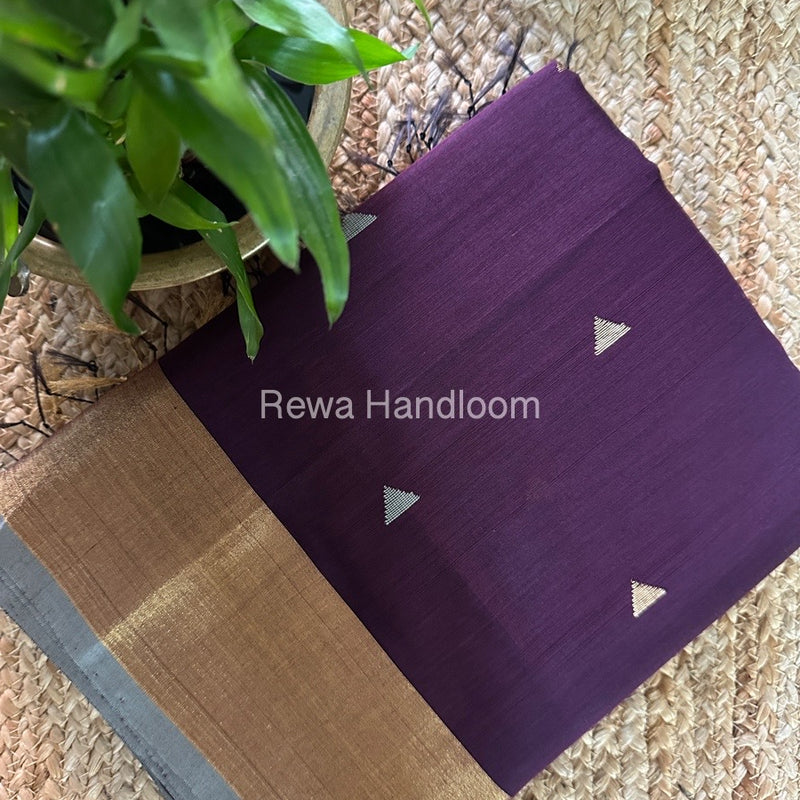 Wine Zari Butti Maheshwari Saree SB0129